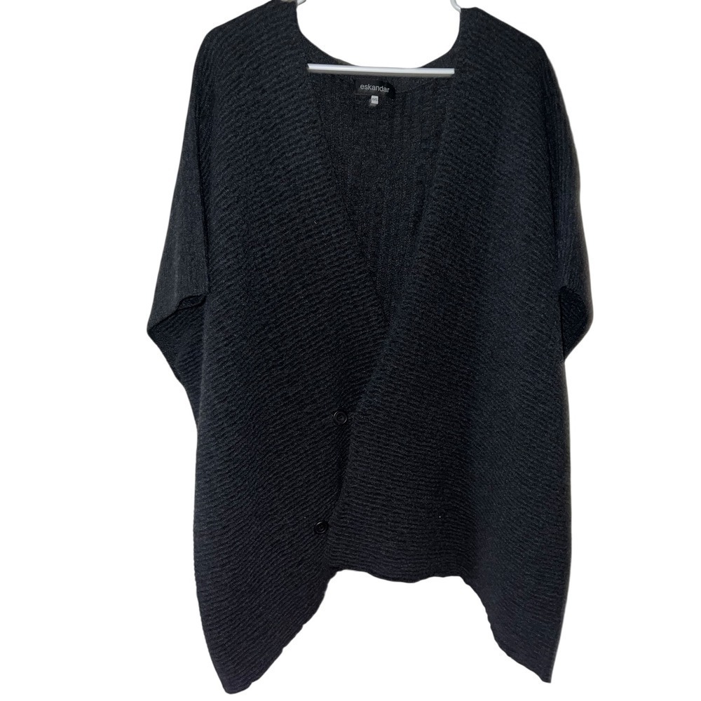 eskandar Cashmere Sleeveless Knit Cardigan Black Grey OS | Luxury Minimalist